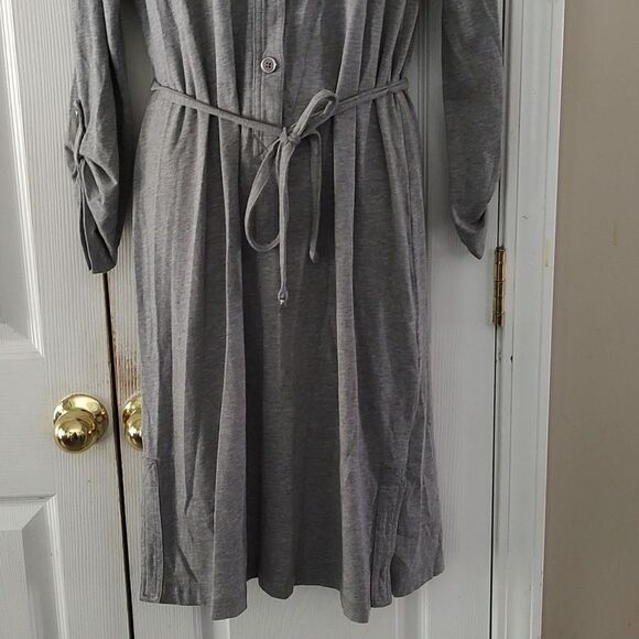 Jones of New York Signature gray belted t-shirt style comfy casual dress Sz M - Picture 2 of 5